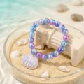 Children gradient bead shell bracelet cute mermaid style beaded jewelry for little girls - Gradient Purple Shell Bracelet