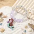Kids beaded mermaid bracelet cute cartoon charm pink purple crystal jewelry gift for girls - Green Mermaid Bracelet