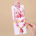 Kids princess beaded necklace bracelet and clip-on earrings set pink variant style - 6# Princess 5-Piece Set (Including Packaging Cardboard)