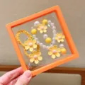 Children cartoon pearl bracelet set cute yellow flower hair tie lovely little girl jewelry gift - Warm Yellow Daisy 5-Piece Set Gift Box