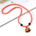 Halloween kids orange beaded necklace with cute pumpkin pendant festive party jewelry - 1# Pumpkin Ghost Necklace (1 Piece, Transparent Bag)