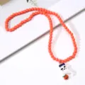 Halloween cute ghost pumpkin pendant orange beaded necklace for kids party jewelry - 2# White Ghost Necklace (1 Piece, Transparent Bag)