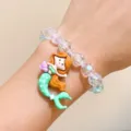 Kids cute mermaid beaded bracelet, colorful acrylic sparkling beads, lovely fairy tale jewelry. - Mermaid Bracelet Bulk / Green