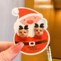 Cute Christmas reindeer ear clips for kids, cartoon style holiday earrings, perfect gift. - Reindeer Clip Earrings