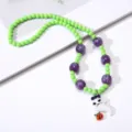 Halloween green and purple beaded necklace with cute ghost pendant variant for kids. - 4# Green Ghost Necklace (1 Piece, Transparent Bag)