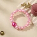 Kids pink faux pearl beaded bracelet cute princess wrist jewelry accessory gift item. - Pink Pearl Bracelet