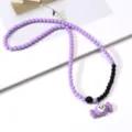 Halloween children's cute beaded necklace with purple and black beads and skull candy pendant. - #6 Skull Candy Necklace, 1 Piece (in Clear Bag)