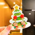 Christmas kids clip-on earrings cute cartoon bear red ball ear clips for little girls - Christmas Bear