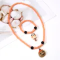 Halloween kids beaded necklace bracelet set, cute pumpkin ghost jewelry accessories - #12 Cartoon Ghost & Pumpkin Pendant 2-Piece Set (in Clear Bag)