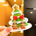 Christmas kids clip-on earrings cute cartoon reindeer red heart design cute children jewelry item - Elk Long Style