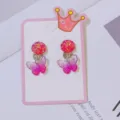 Children cute butterfly clip-on earrings sweet glitter resin ear clips for kids daily wear - Butterfly Ear Cuff / Pair Carded / Gradient Pink-Purple