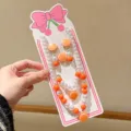 Children cute fruit jewelry set sweet princess pearl necklace pendant girl accessories - Orange 5-Piece Set