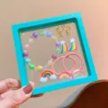 Kids cute rainbow jewelry set with beaded bracelet earrings and hair ties for little girls - Rainbow 5-Piece Set (Includes Box) / Colorful