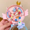 Detailed view of children unicorn jewelry gift box set, featuring colorful beads and hair clips. - #1 Cute Pony 8-Piece Set (Box Included)