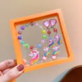 Kids colorful unicorn beaded bracelet clip earrings set cute children jewelry gift box - Rainbow Horse 5-Piece Set (Includes Box) / Colorful