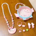 Kids jewelry set with unicorn pearl necklace bag hair clips cute accessories for girls gift - #8 Cute Pony 8-Piece Set (Box Included)