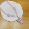 Cute Korean resin cartoon angel princess necklace with pink beads and sweet candy charms. - Pink Princess