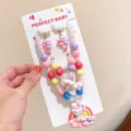 Kids cute unicorn necklace bracelet jewelry set colorful beaded accessories for little girls - 16# Unicorn 5-Piece Set (Includes Cardboard)
