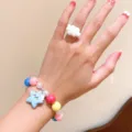 Colorful beaded bracelet with cute star charm and white cloud ring for kids style. - Star and Cloud 2-Piece Set (Bulk No Box)