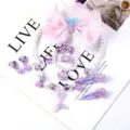 Kids mermaid necklace bracelet ring earrings hair clips set purple princess jewelry - Fish Tail 8-Piece Set (Cardboard) / Light Purple