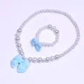 Kids pearl necklace and bracelet set with cute light blue bow accessory variant - 2-Piece Set (Transparent Bag) / Light Blue