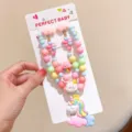 Kids jewelry set cute unicorn necklace bracelet earrings colorful beads sweet gift box - 19# Unicorn 5-Piece Set (Includes Cardboard)