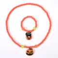Halloween children necklace bracelet set with cute pumpkin black cat pendant detail. - #7 Pumpkin & Black Cat Pendant Necklace 2-Piece Set (in Clear Bag)