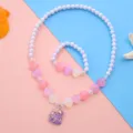 Kids pearl beaded necklace bracelet set cute ocean style children jewelry gift summer accessory - 2# Octopus 2-Piece Set Luminous Necklaces (Transparent Bag)