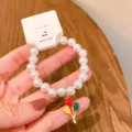 Detail view of cute Korean style alloy beaded student bracelet with colorful balloon pendant. - Confession Balloon