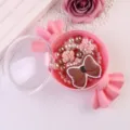 Cute kids candy shaped jewelry box set with pearl necklace and bow accessories for girls. - Bow 5-Piece Set (With Box) / Coffee