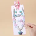 Kids mermaid jewelry set necklace bracelet earrings resin princess style gift set for girls - Shell 5-piece Set