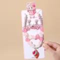 Children pink resin princess necklace bracelet earrings jewelry gift set for girls var. - Conch 5-Piece Set