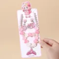 Kids mermaid jewelry set pink resin necklace bracelet earrings princess style gift for girls - Pink Mermaid Tail 5-Piece Set