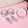 Girls ocean style jewelry set including shell bracelet, glitter star hair ties and cute clip earrings. - Star Dolphin Luminous Shell Bracelet Bagged