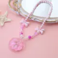 Girls Ocean Style Quicksand Shell Pearl Necklace Cute Pink Beaded Jewelry Accessory - Pink Liquid Glitter Shell Necklace - 1 Piece (Clear Bag Packaging)