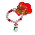 Children Christmas bracelet with cute snowman pendant white and red beads holiday jewelry gift. - Snowman Bracelet