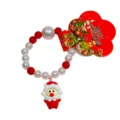 Kids Christmas bracelet with Santa Claus pendant red white beads holiday party gift accessory - Full Santa Claus Bracelet