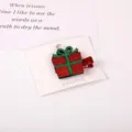 Kids Christmas glitter gift box hair clip, cute red and green holiday duckbill hair accessory. - Gift Box, 1 Piece