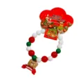 Kids Christmas beaded bracelet with cute bear charm and holiday backing card for girls gift. - Bear Bracelet