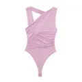 Détail body en résille rose asymétrique, coupe slim, design froncé élégant vue - S / Rose