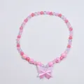 Children's pink beaded necklace with cute bow pendant sweet style sweet girl jewelry gift - Butterfly Necklace / Clear Bag Packaging / Pink
