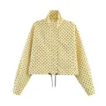 Chaqueta de manga larga con lunares negros detalle del cuello alto y estampado. - XS / Tops / Amarillo