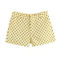 Pantalones cortos casuales amarillos para mujer con estampado de lunares negros y bolsillos. - XS / Bottoms / Amarillo