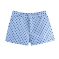 Pantalones cortos casuales de mujer azul claro con clásico estampado de lunares negros. - XS / Bottoms / Azul