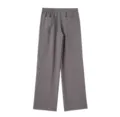 Graue weite Hosen Rückansicht, lässige bequeme elastische Taillenhose mit Gesäßtaschen. - XS / Unterteile / Graue Hose