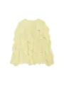 Vrouwen lichtgehele V-hals lange mouw geruffelde blouse casual elegante top zomer mode - XS / Geel