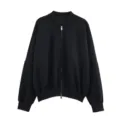 Veste Bomber Casual Noire pour Femme avec Fermeture Éclair Manches Longues Couleur Unie - S / Hauts / Noir