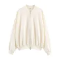 Femme couleur unie decontracte veste bomber zippee printemps automne mode vetement - S / Hauts / Beige