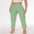 Femme taille haute pantalon de costume decontracte uni elegante pantalon jambe droite mode - XS / Menthe Claire