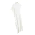 Top blanc asymétrique col montant sans manches plissé coupe slim, élégant basique. - S / Blanc